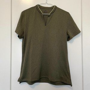 Nike Womens Golf Shirt Dri-Fit Short Sleeve Mesh Detail Olive Green Size Medium